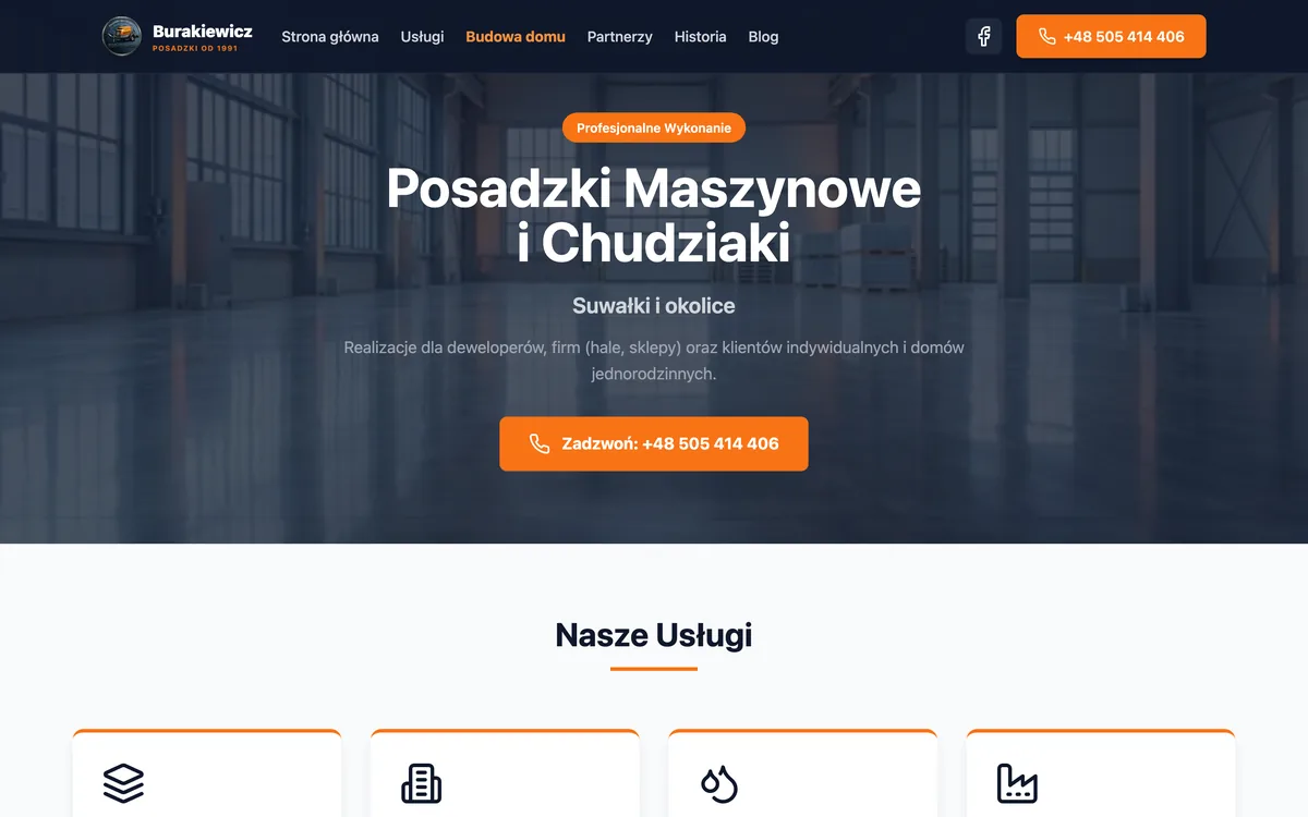 Zrzut strony internetowej Burakiewicz wykonanej przez Strefę Wizerunku